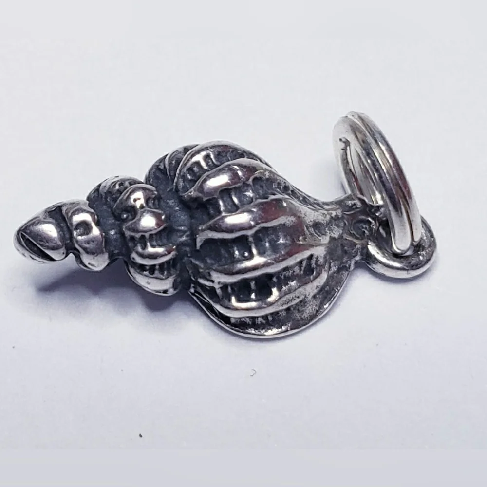 Conch Shell Sterling Silver Charm Pendant.